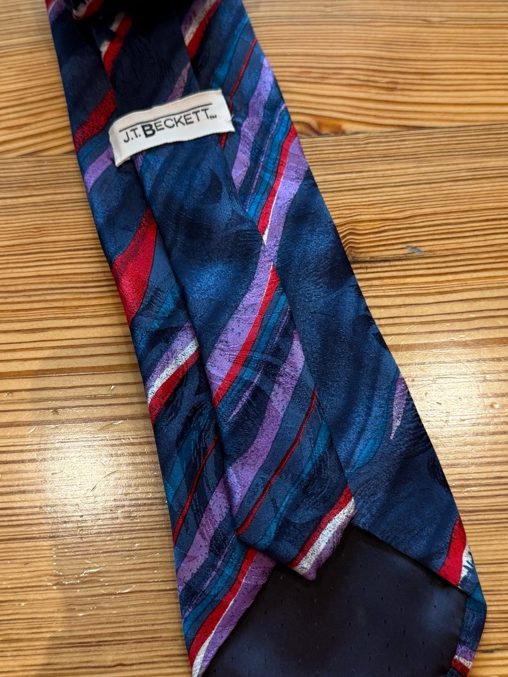 Vintage J.T. Beckett 100% Silk Tie Made in Italy Abstract Multicolor 61” Long